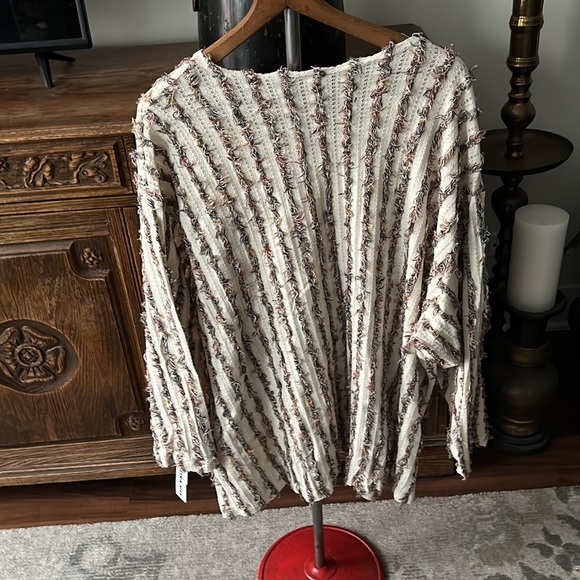 NWT VINTAGE Lagenlook Made in USA Textured Stripe Blouse LOOM WEAR - Picture 2 of 7